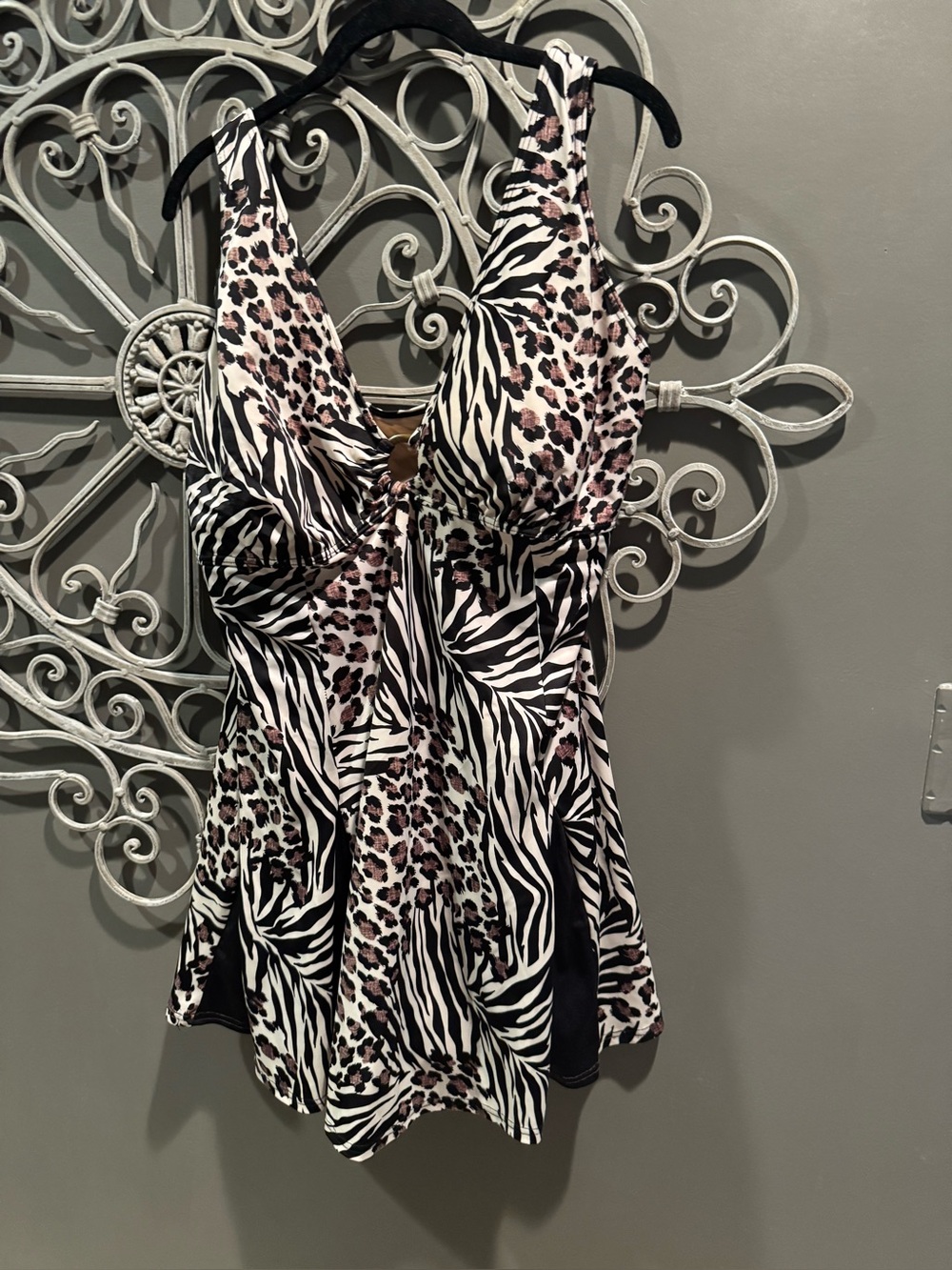 Women’s plus Animal Print one piece swim dress swimsuit sz 3x